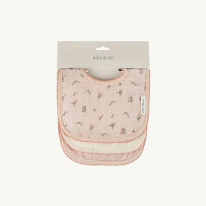 3 Pack Bib Pink Gingko/Embroidery