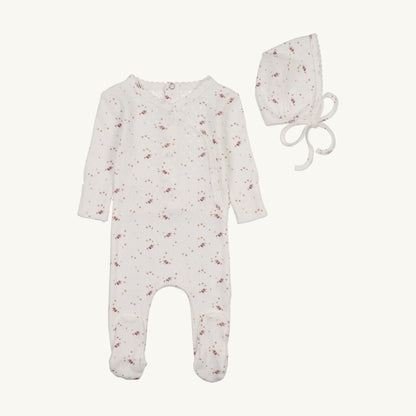 Pretty Petals Footie/Bonnet-Ivory Girls