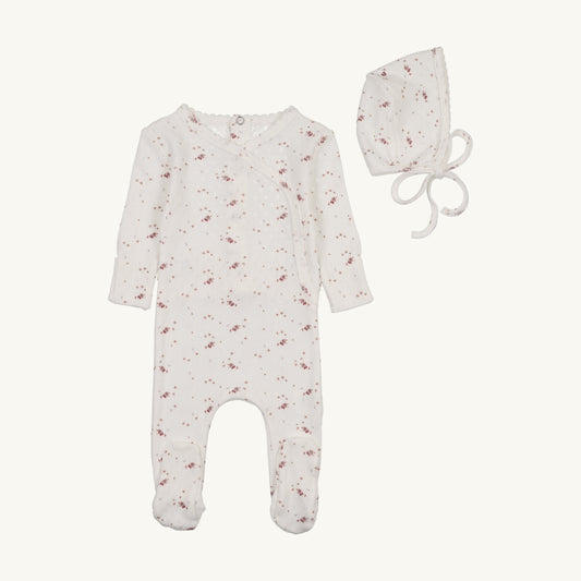 Pretty Petals Footie/Bonnet-Ivory Girls