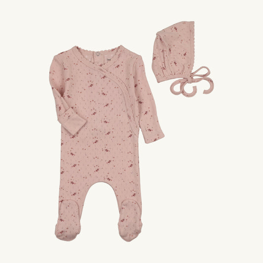 Pretty Petals Footie/Bonnet-Pearly Pink