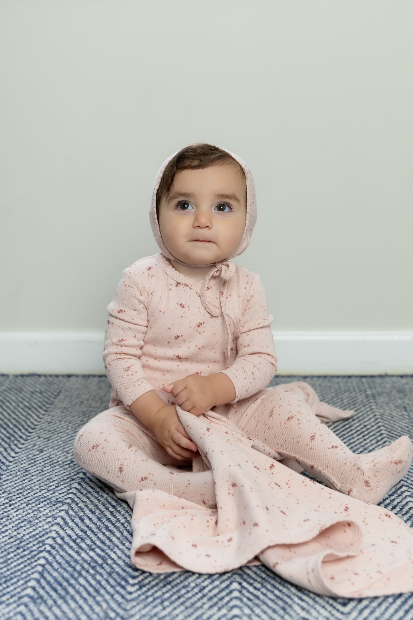 Pretty Petals Footie/Bonnet-Pearly Pink