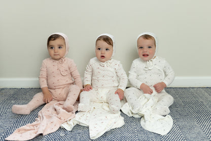 Pretty Petals Footie/Bonnet-Ivory Girls