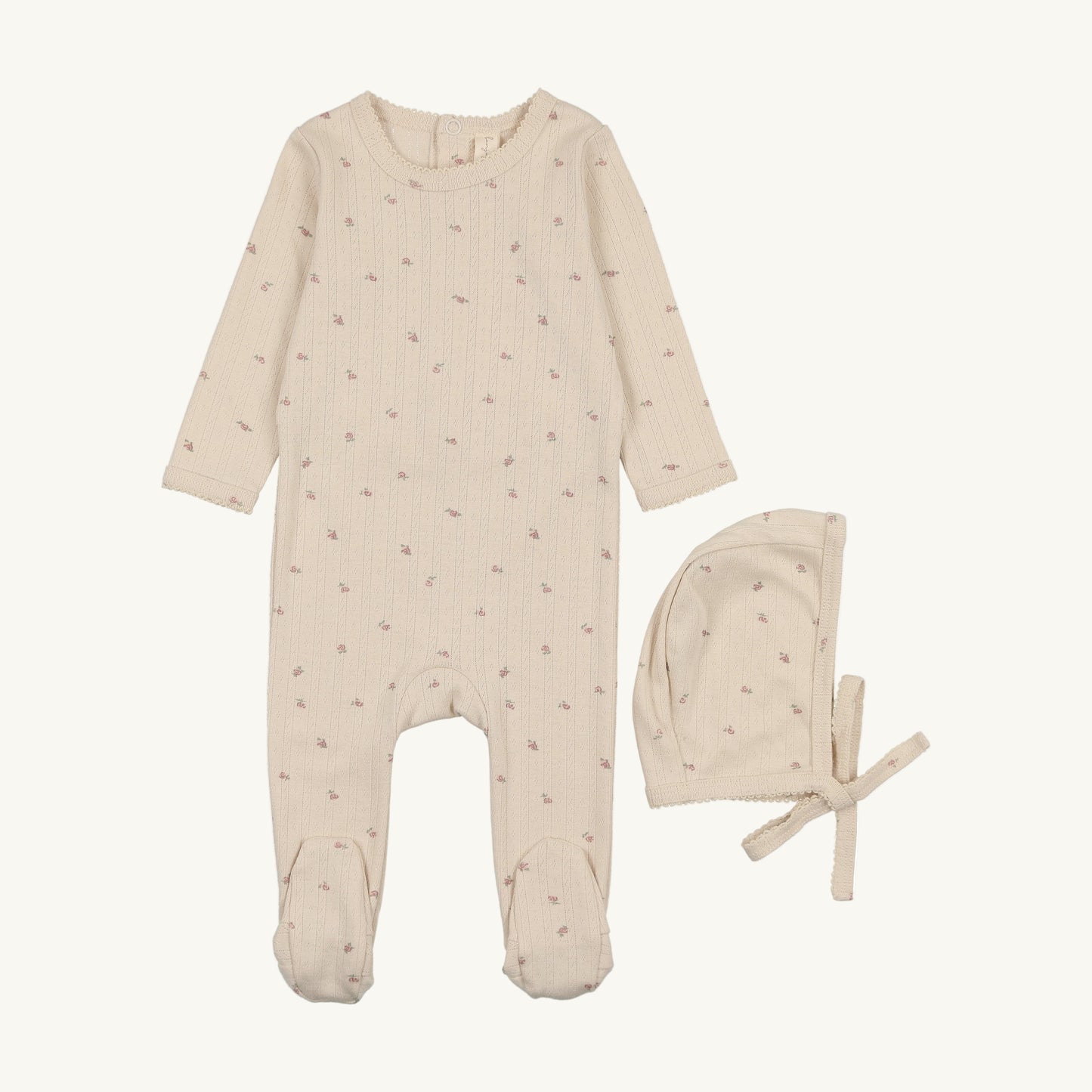 Rose Bud Printed Pointelle Footie Set