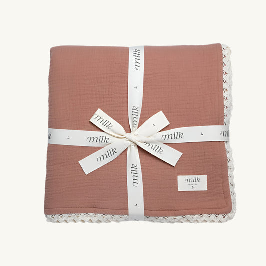 Lace Edge Blanket Terracotta