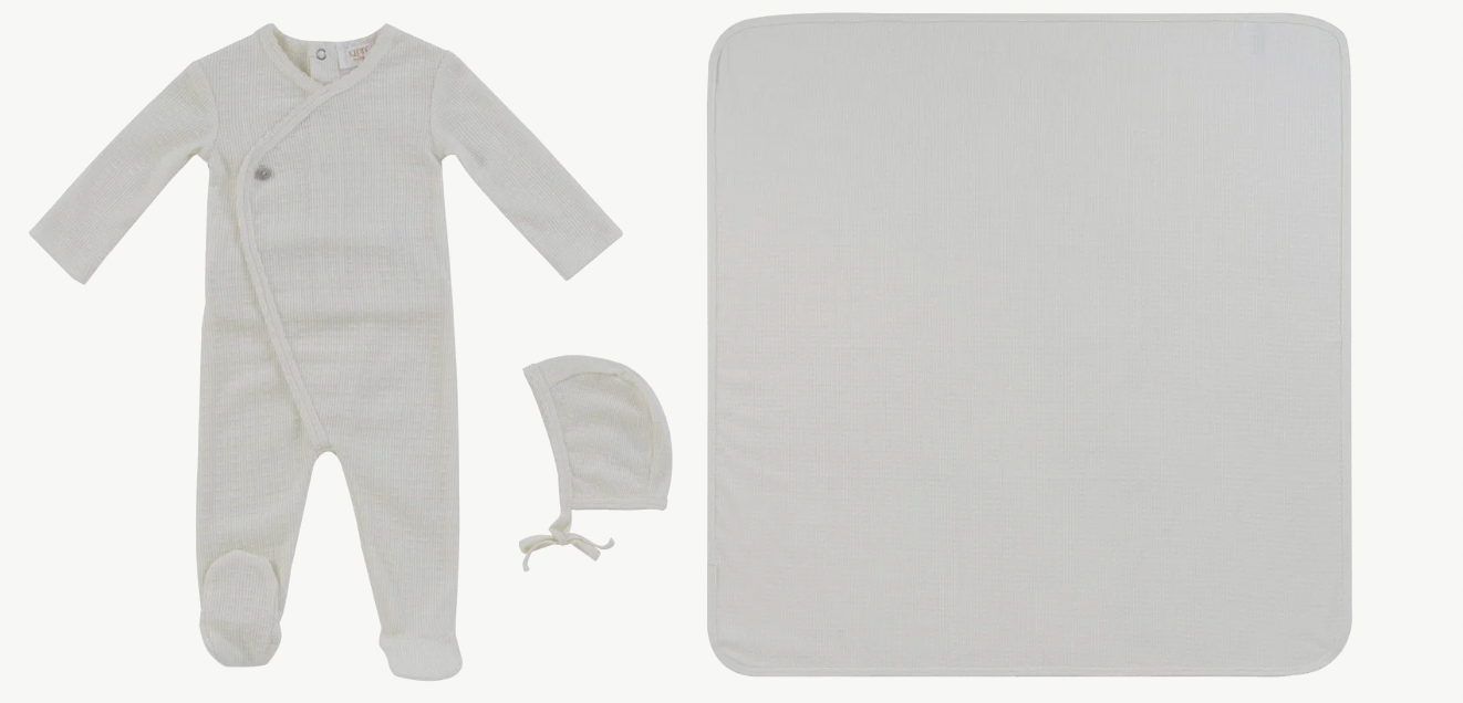 Footie Set Textured Wrap Knit 3pc