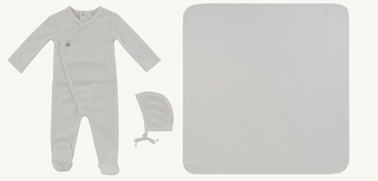 Footie Set Textured Wrap Knit 3pc