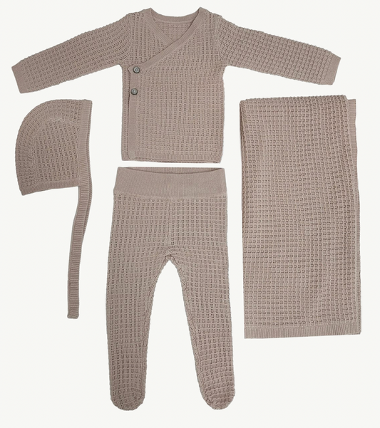 Layette Set Textured Wrap Knit 4pc