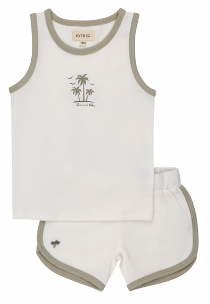 Outfit Set Ribbed Printed Palm