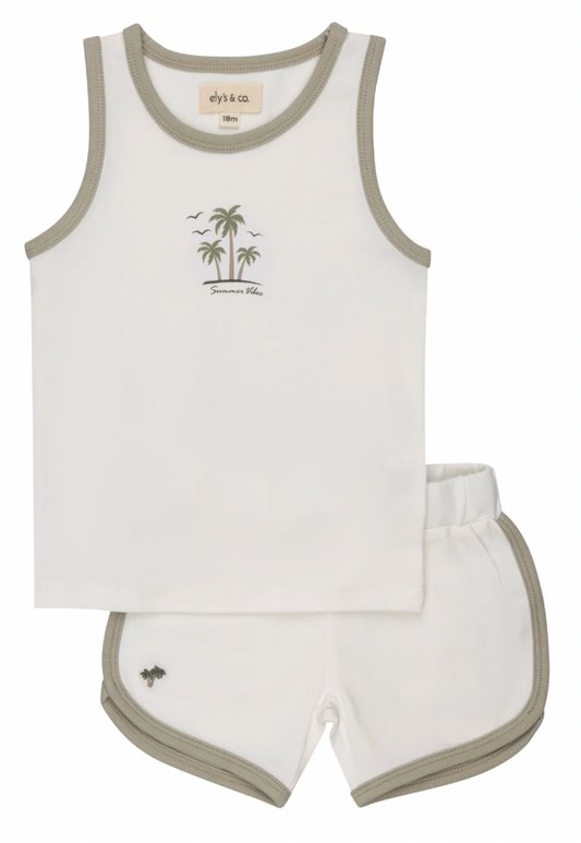 Outfit Set Ribbed Printed Palm