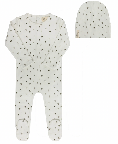 Footie Set Ribbed Printed Palm