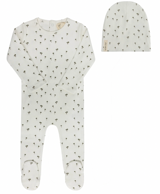 Footie Set Ribbed Printed Palm