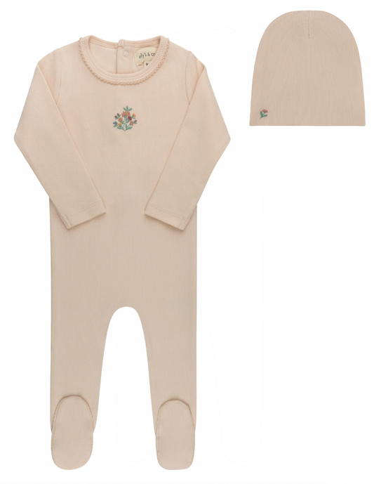 Footie Set Ribbed Floral