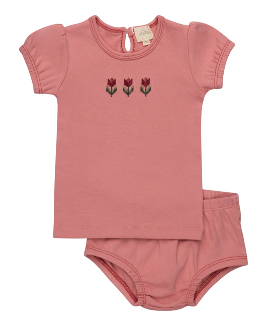Outfit Set Cotton Crossstich Tulip