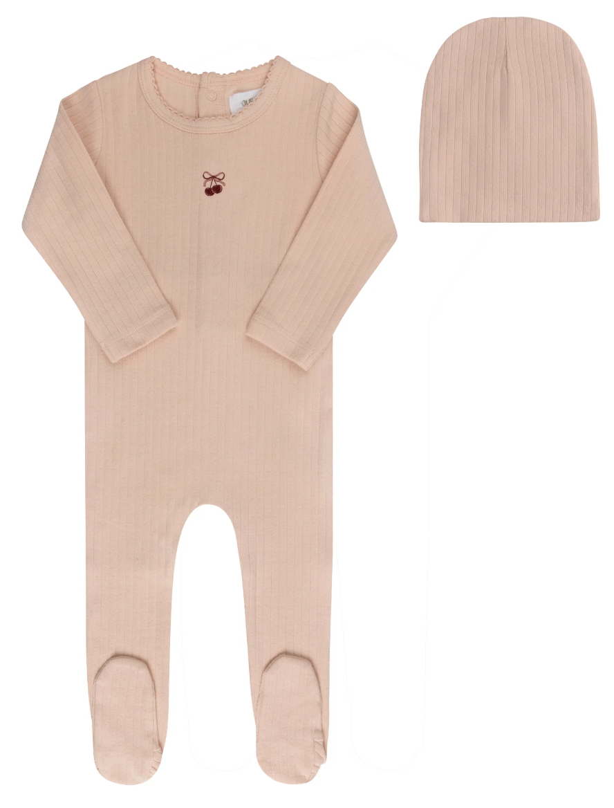 Footie Set Pointelle Bow Print