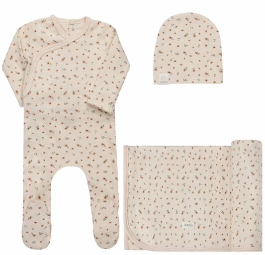 Layette Set Floral Rib