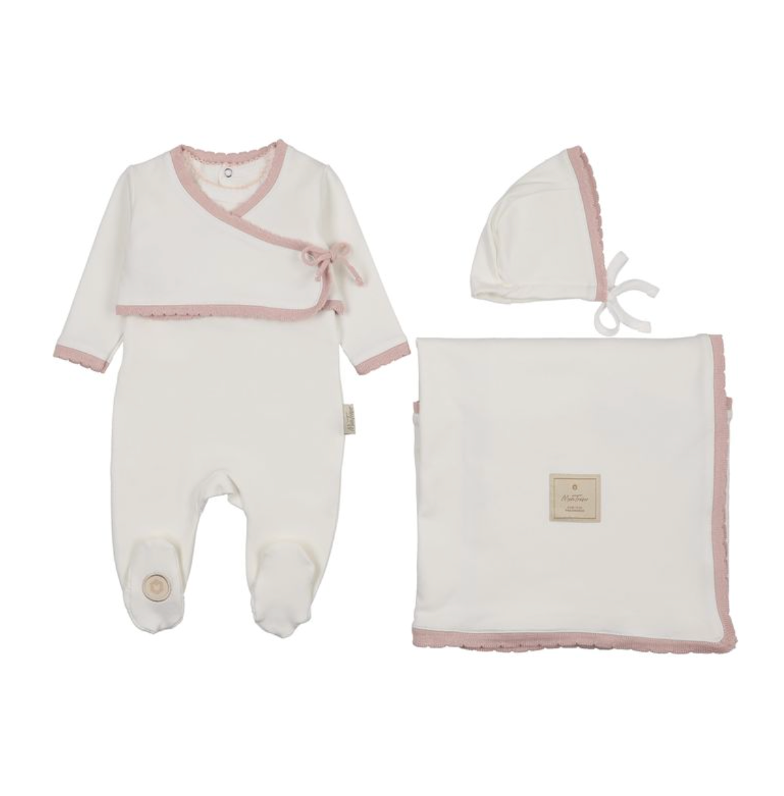 Layette Set Scalloped Wrap Cardigan