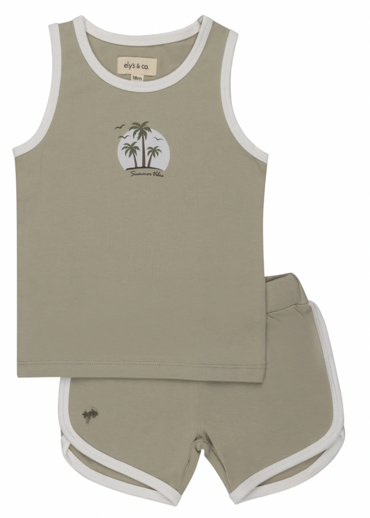 Outfit Set Ribbed Printed Palm