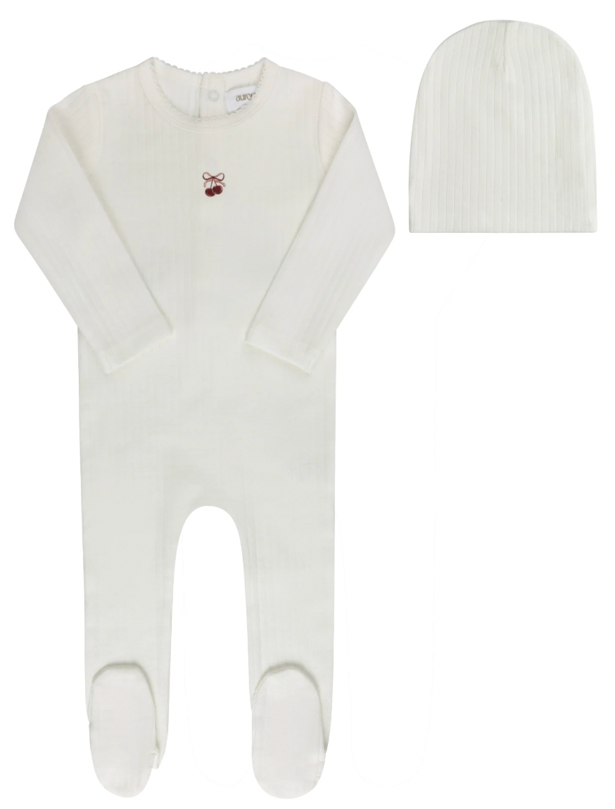 Footie Set Pointelle Bow Print