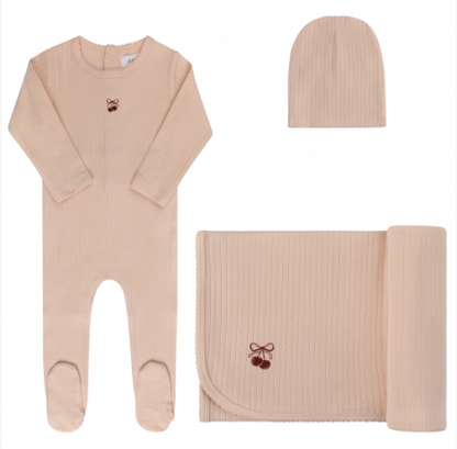 Layette Set Pointelle Bow Print