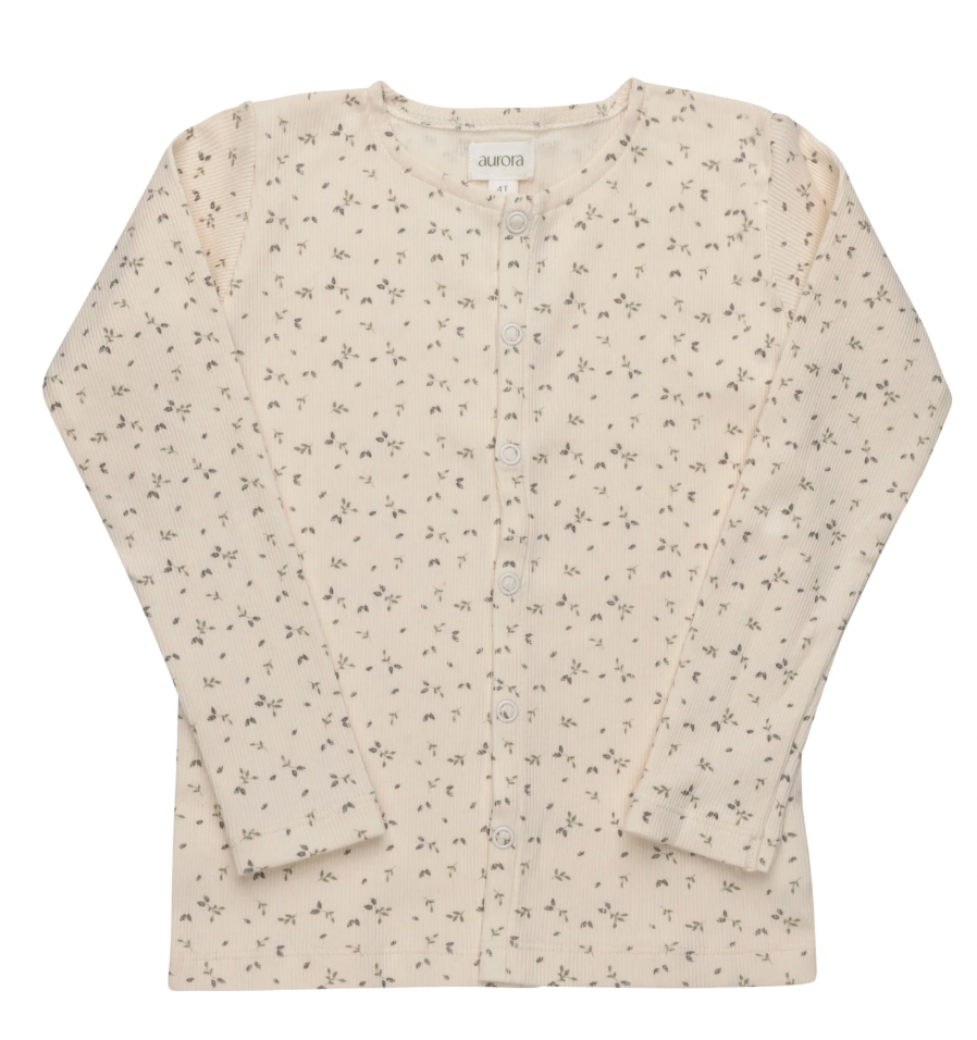 Cardigan Floral Rib