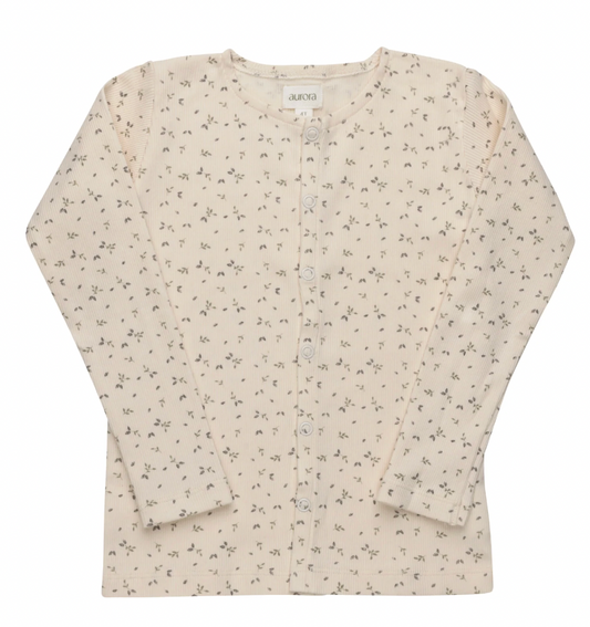 Cardigan Floral Rib