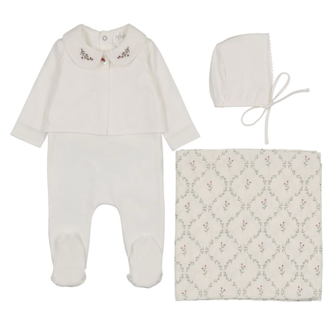 Layette Set 4 Pc Embroidered Collar