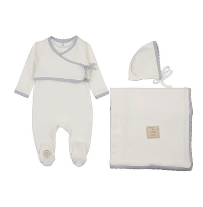 Layette Set Scalloped Wrap Cardigan