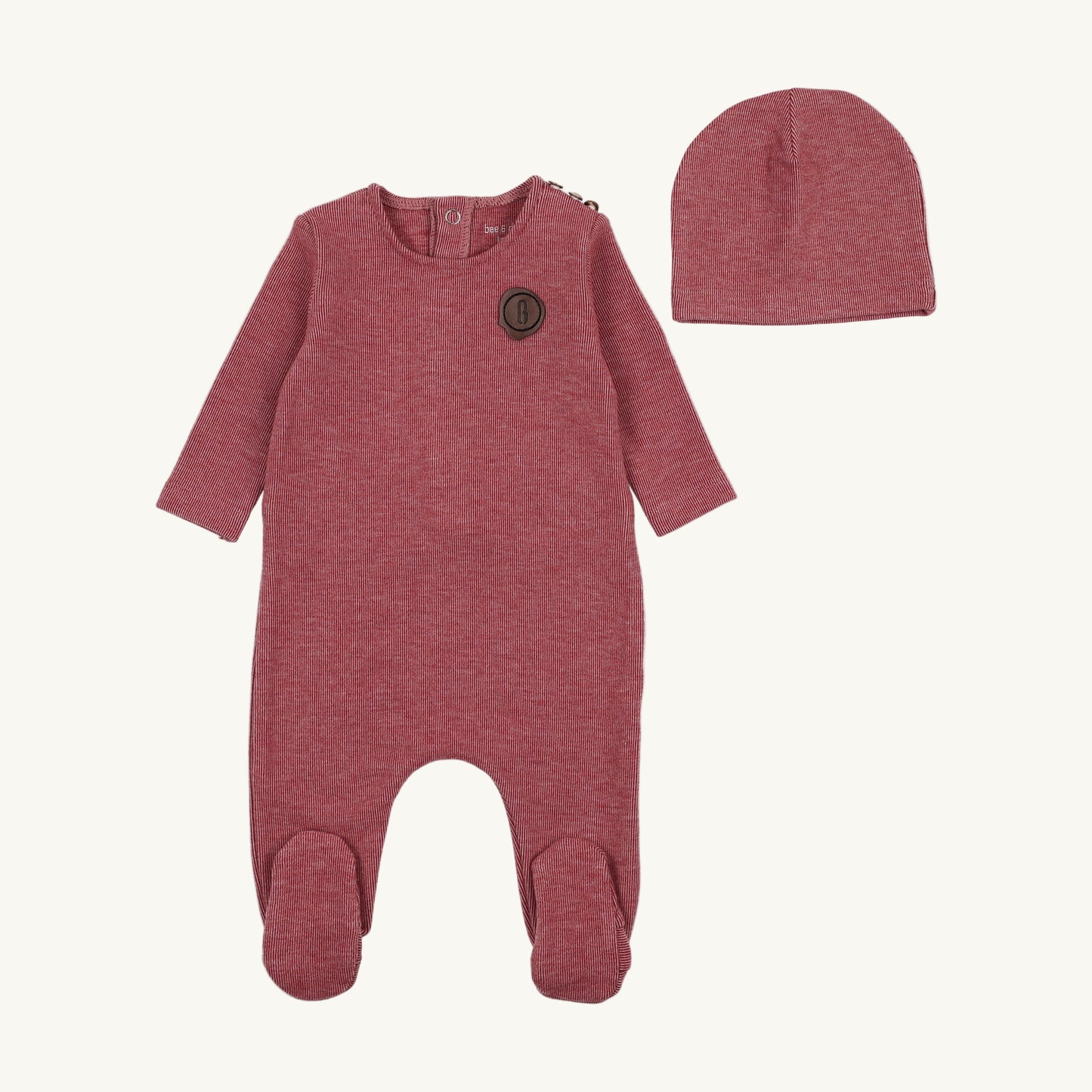 Snuggle Soft Footie/Beanie-Cranberry