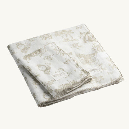 Taupe Toile Swaddle Burp Cloth Set