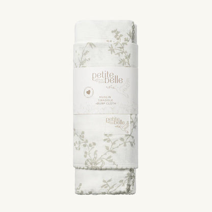Taupe Lattice Swaddle Burp Cloth Set