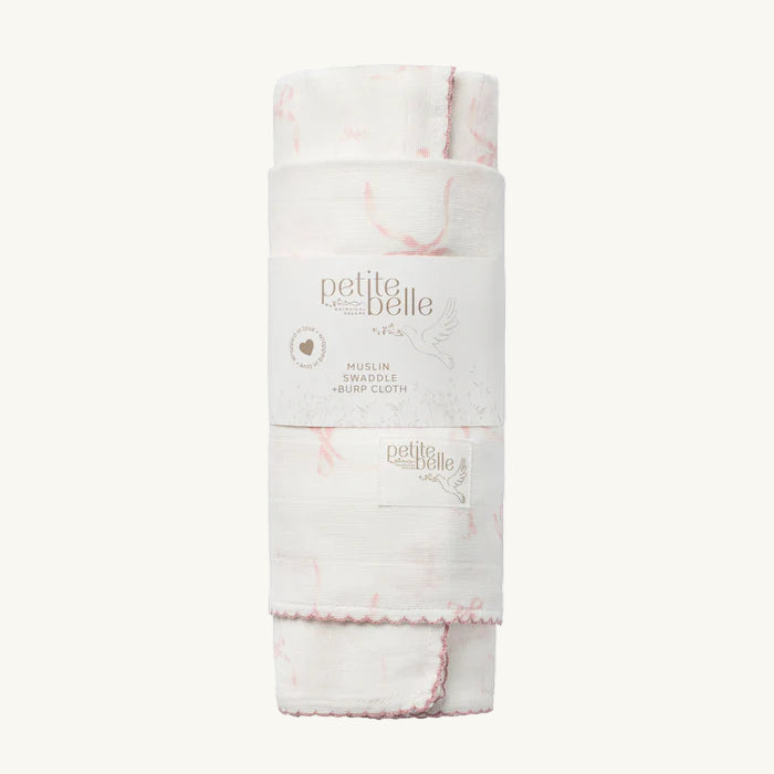 Lafayette Pink Swaddle Burp Cloth Set