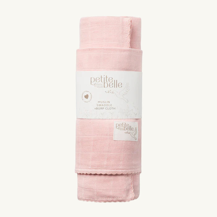 Pink Swaddle Burp Cloth Set