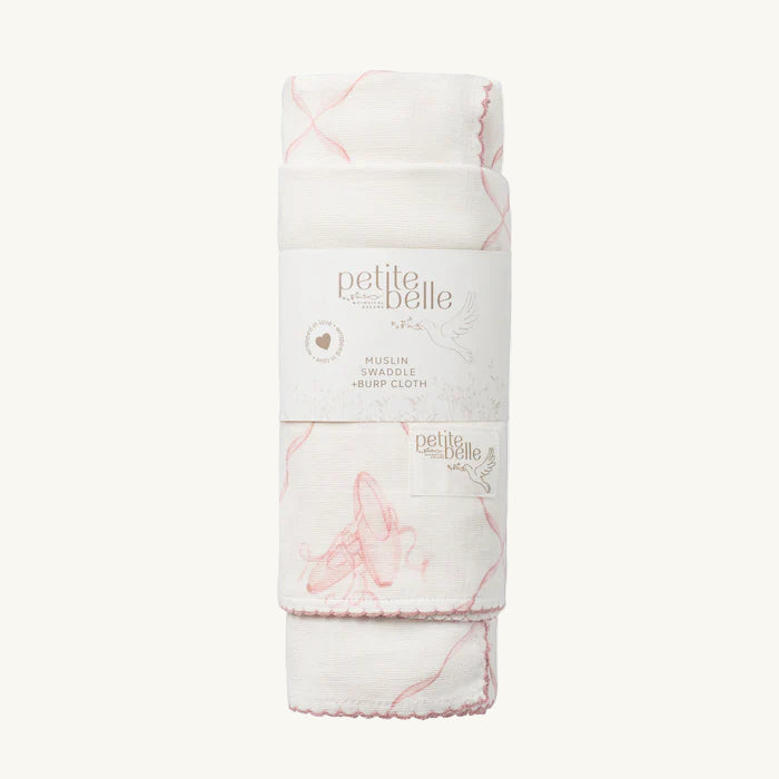 Rose Ballet Swaddle Burp Cloth Set