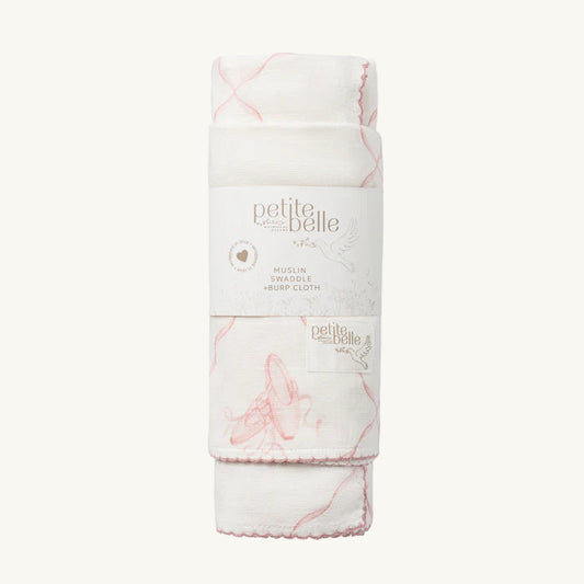 Rose Ballet Swaddle Burp Cloth Set
