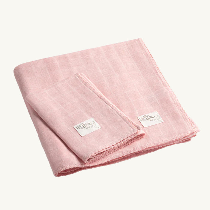 Pink Swaddle Burp Cloth Set