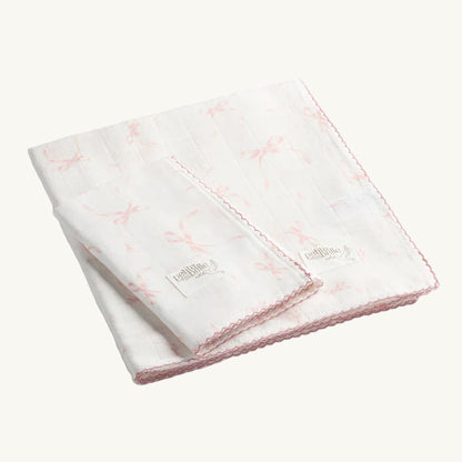 Lafayette Pink Swaddle Burp Cloth Set