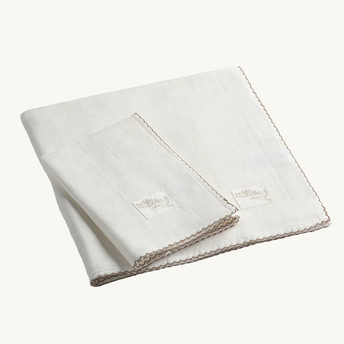 White Swaddle Burp Clooth Set
