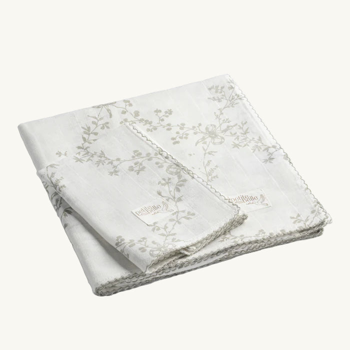 Taupe Lattice Swaddle Burp Cloth Set