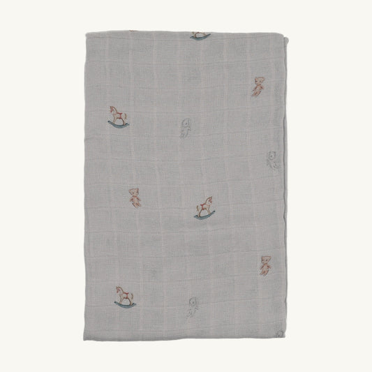 Tea Time Velour-Dusty Blue Blanket