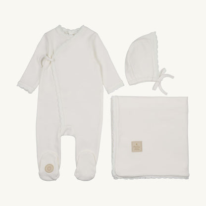 Knit Trim Wrap Layette Set Ivory