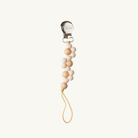 Silicone and Wood Braided Pacifier Clip
