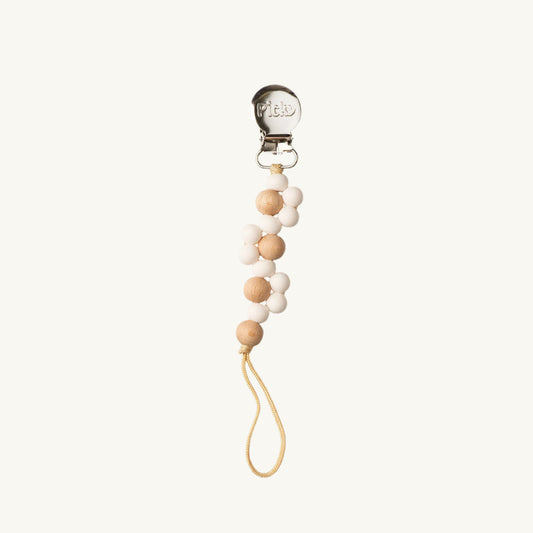 Silicone and Wood Braided Pacifier Clip