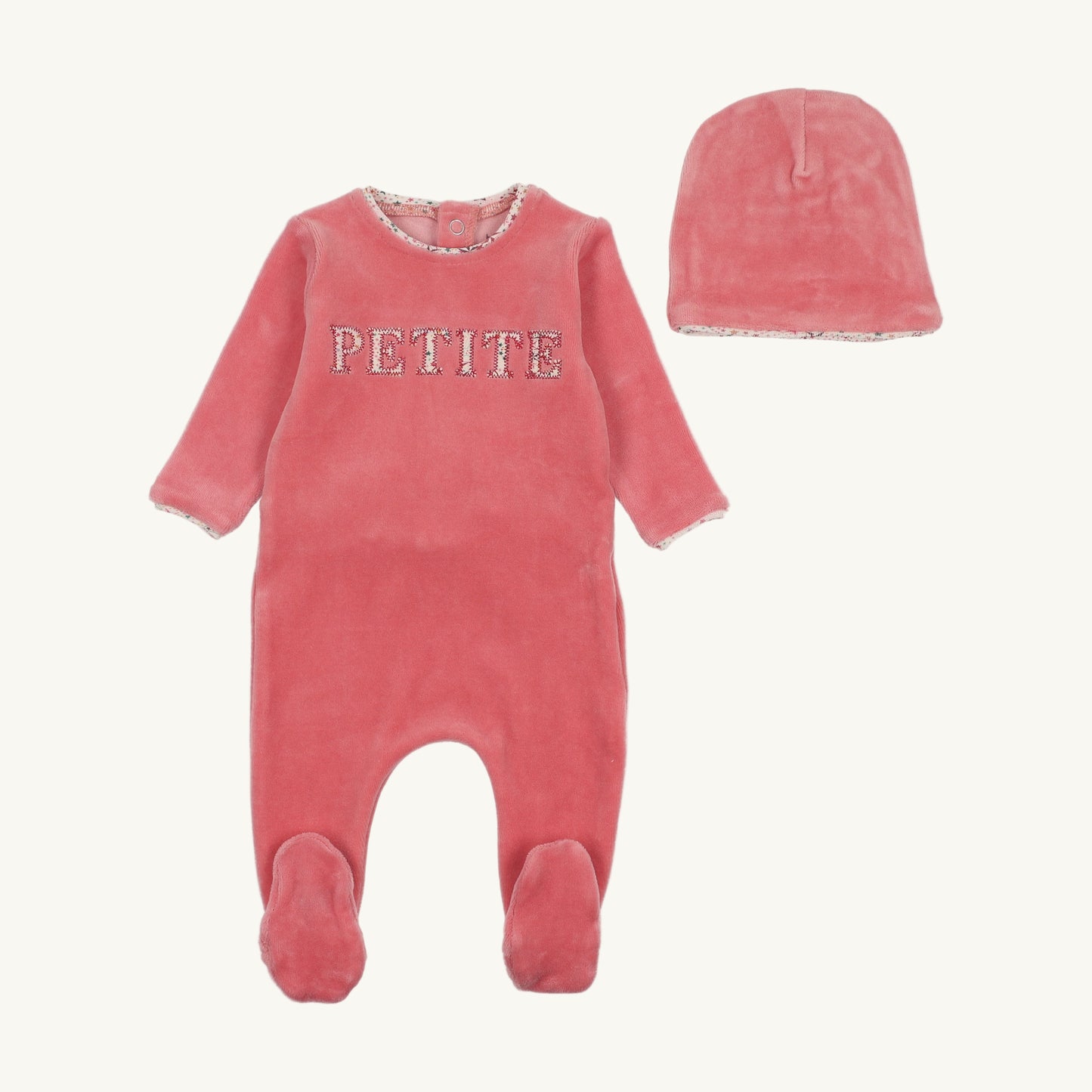 Velour Petite Footie/Beanie-Hibiscus