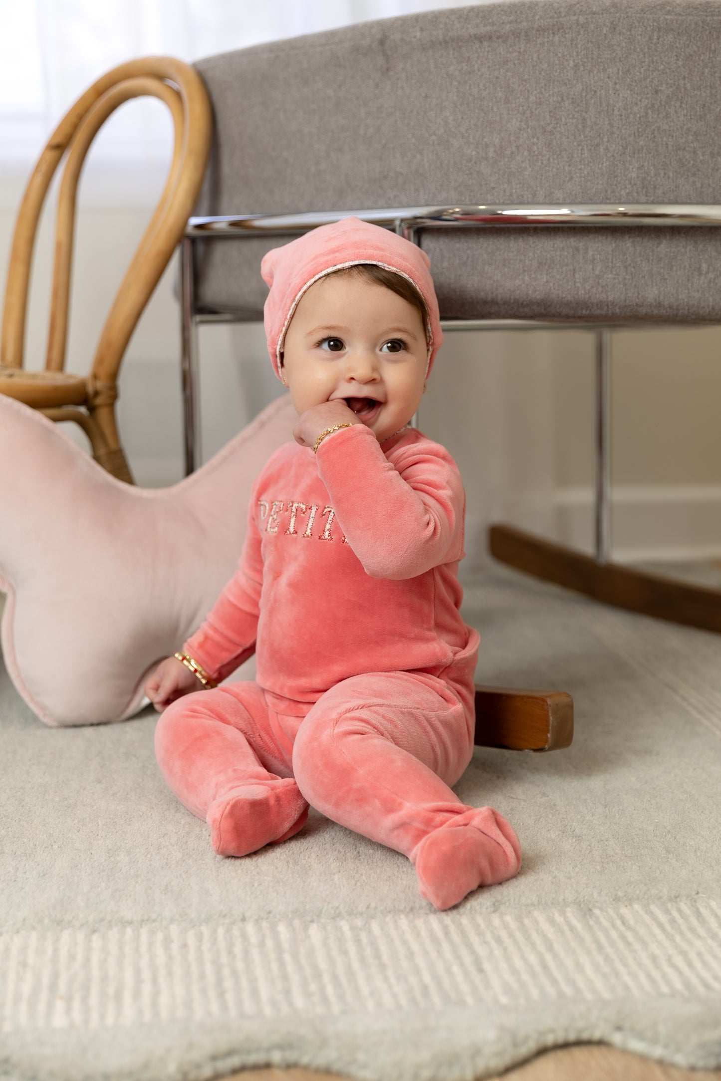 Velour Petite Footie/Beanie-Hibiscus