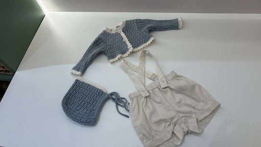 Overall Set 3 Pc with Cardigan and Hat