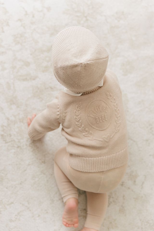 Embossed Knit Cardigan Taupe