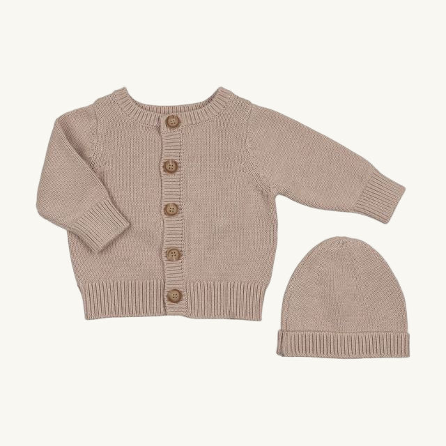 Embossed Knit Cardigan Taupe