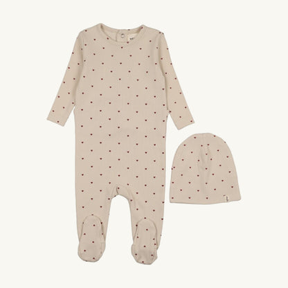 Heart printed Footie Set Red