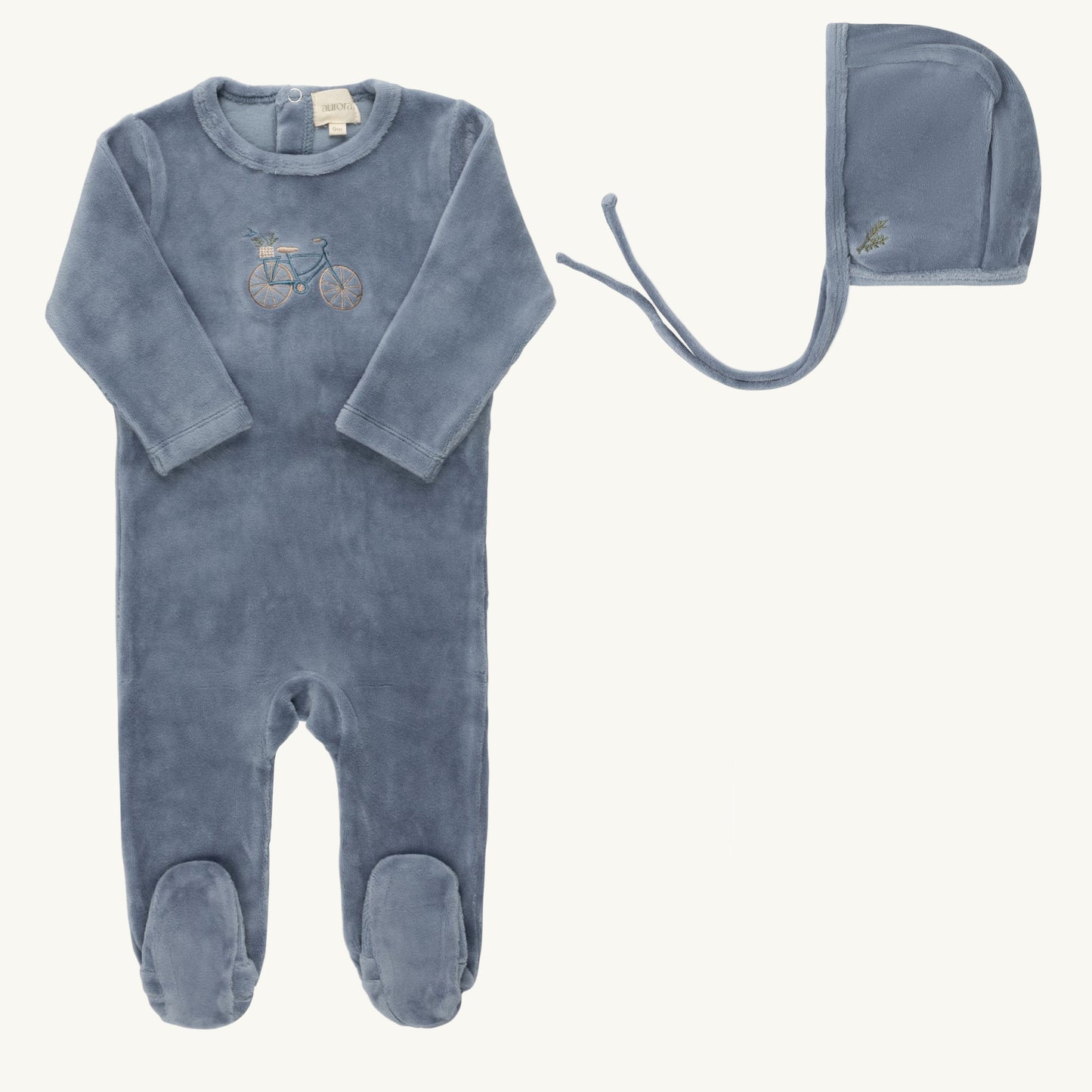 Velour Bicycle Collection Blue Footie Set