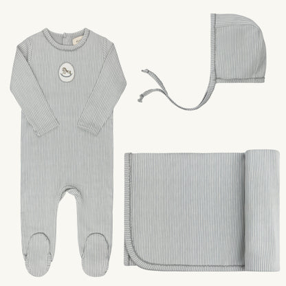 Cotton Rocking Horse Blue Layette Set